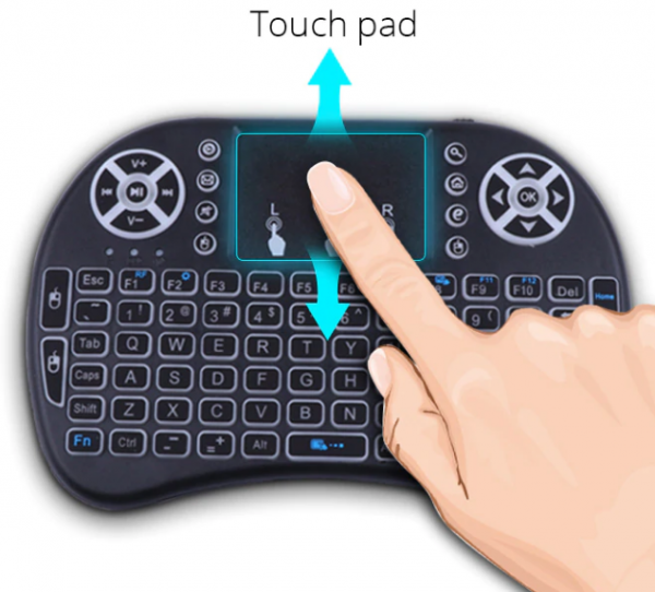 Μίνι Ασύρματο Πληκτρολόγιο Με LED Φωτισμό Και Touchpad Για PC, Android TV Box, Xbox, Smart TV, PS3/PS4