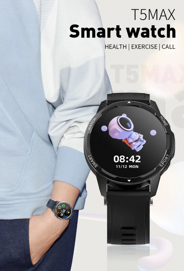 ΠΡΟΣΦΟΡΑ Smartwatch T5max Με Υποστήριξη Κλήσης Και Μετρήσεις Για: Θερμίδες, Παλμοί, Βήματα, Απόσταση Σε Χλμ, Οξυγόνο Αίματος, Πίεση , Έλεγχο Κάμερας & Σύνδεση Με APP ΣΤΑ  ΕΛΛΗΝΙΚΑ Android & IPhone - Image 4